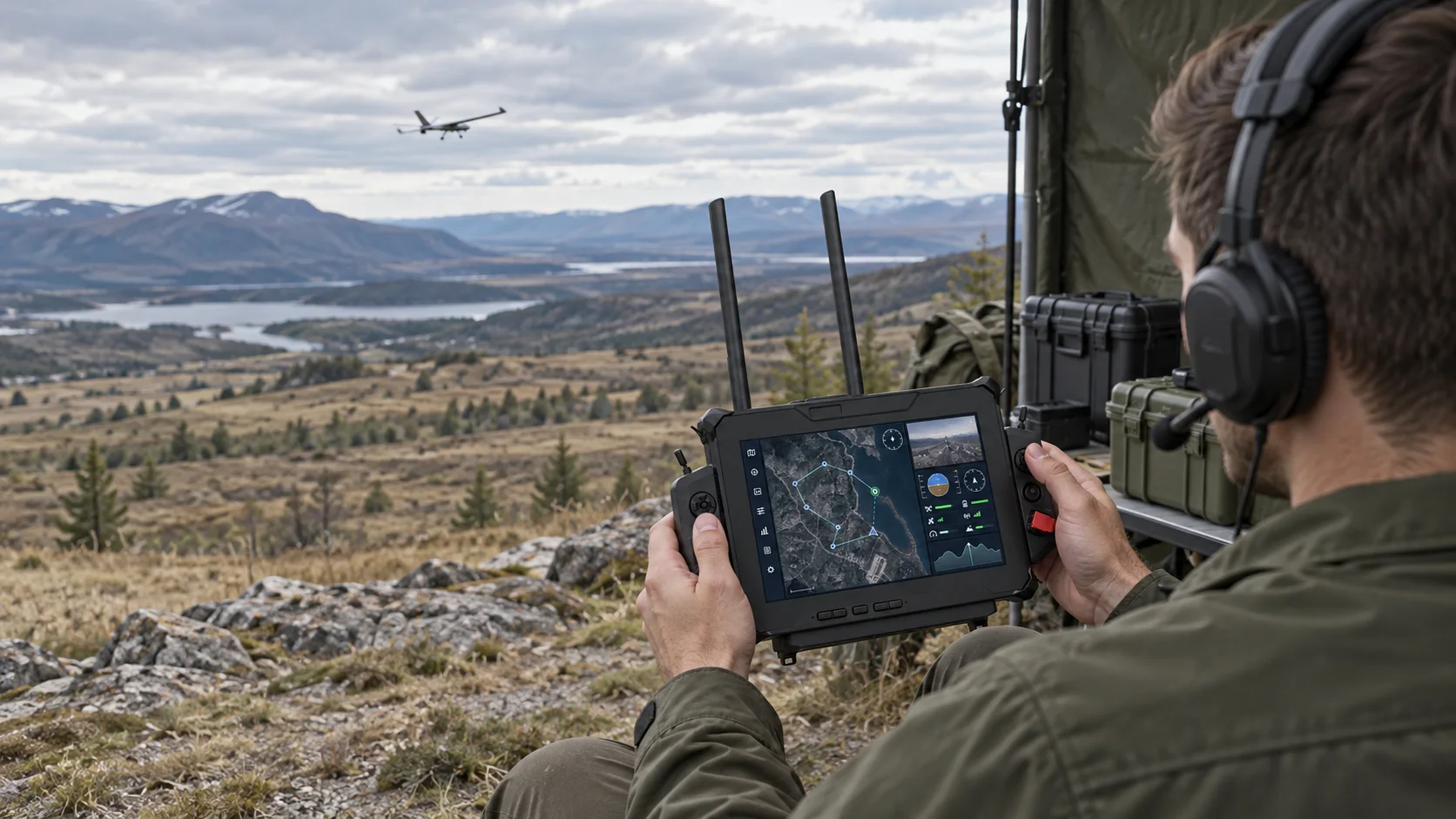 Illustrative UAV field operation with a GC-R10S controller